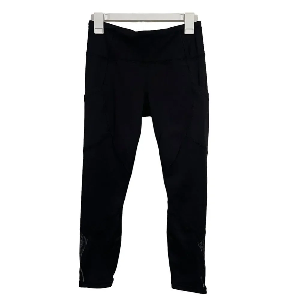 Lululemon Black Mid Rise Cropped Activewear Leggings